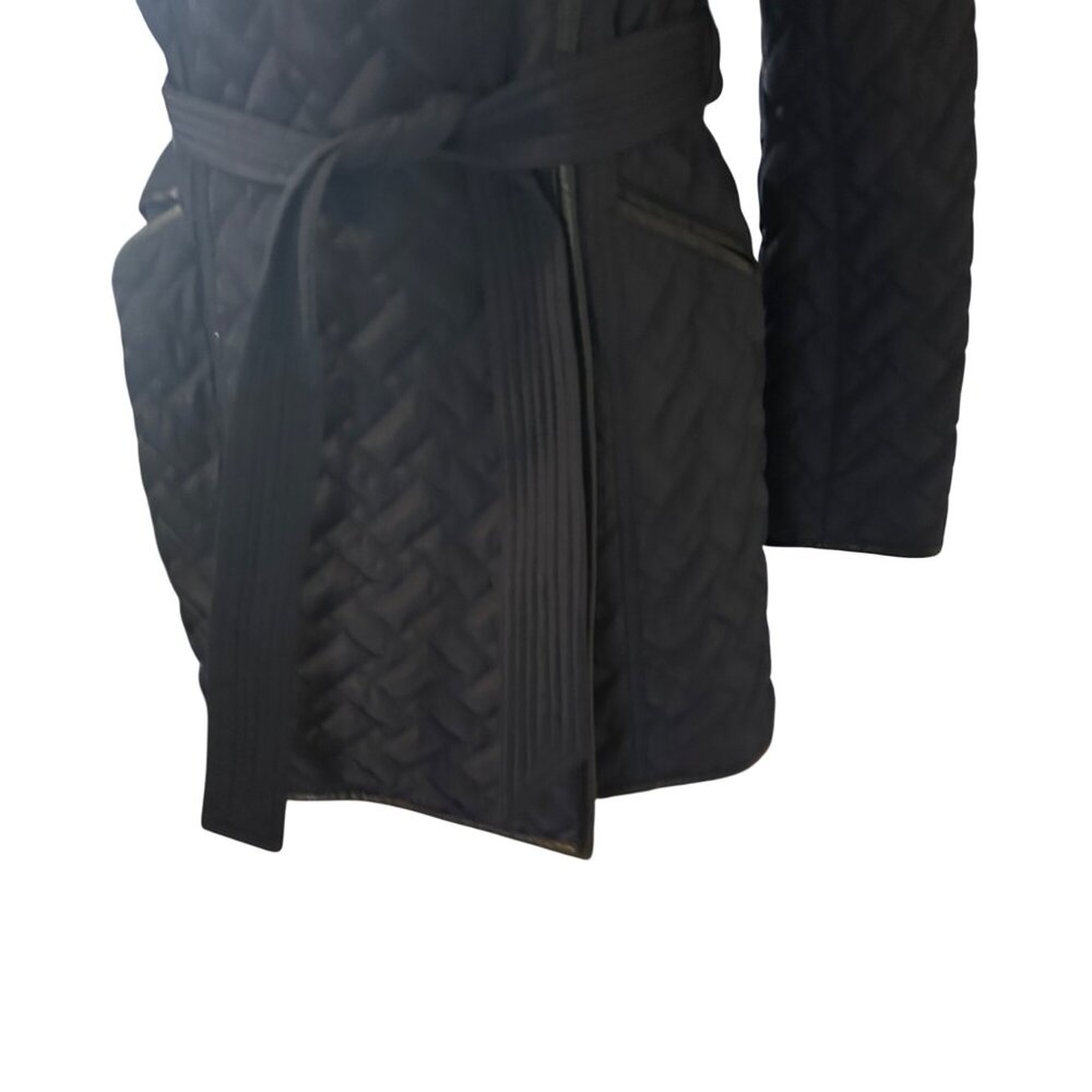 Cole Haan Signature dark blue quilted belted coat size S - Picture 5 of 7